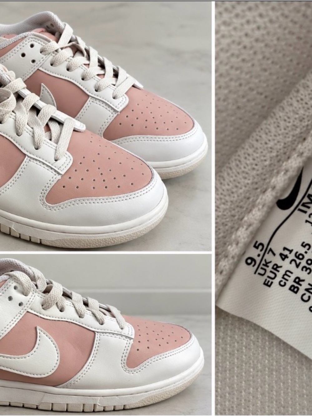 Nike womens Pink and White Low-Top Sneakers